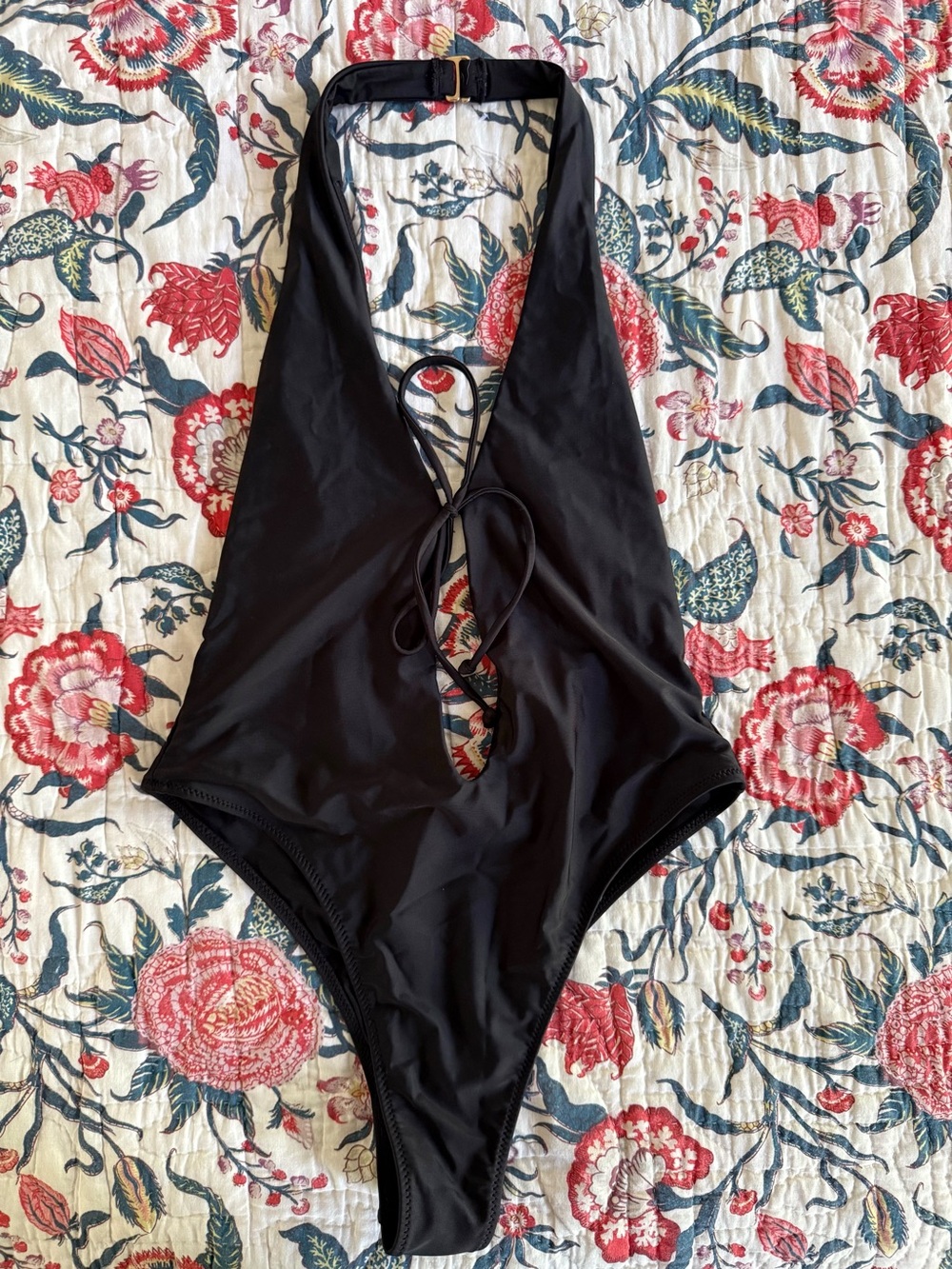 White Fox Boutique Black Halter One-Piece Swimsuit